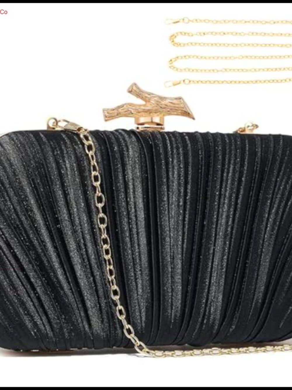 Satin Pleated Evening Clutch with Chain Strap for Wedding Party Formal